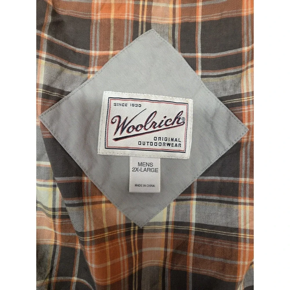 Vtg Woolrich Jacket Mens 2XL Tall Tan Zip Lined Chore Coat Jacket Hood